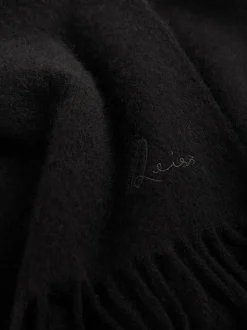 Reiss Black Picton Wool and Cashmere Scarf