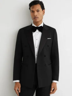 Reiss Black Poker Db Tailored-Fit Double-Breasted Tuxedo Jacket