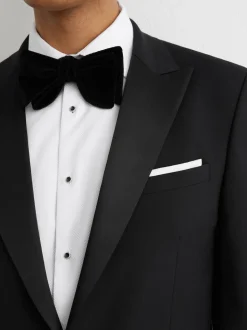 Reiss Black Poker Peak Lapel Single-Breasted Tuxedo Jacket Tailored-Fit