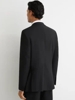 Reiss Black Poker Peak Lapel Single-Breasted Tuxedo Jacket Tailored-Fit