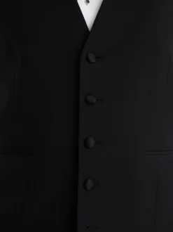 Reiss Black Poker Wool-Blend Tailored-Fit Waistcoat