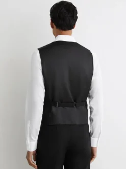 Reiss Black Poker Wool-Blend Tailored-Fit Waistcoat