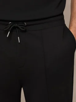 Reiss Black Premier Stretch-Jersey Tailored Joggers