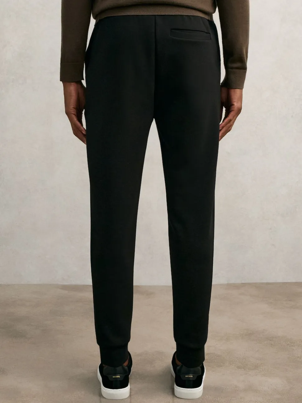 Reiss Black Premier Stretch-Jersey Tailored Joggers