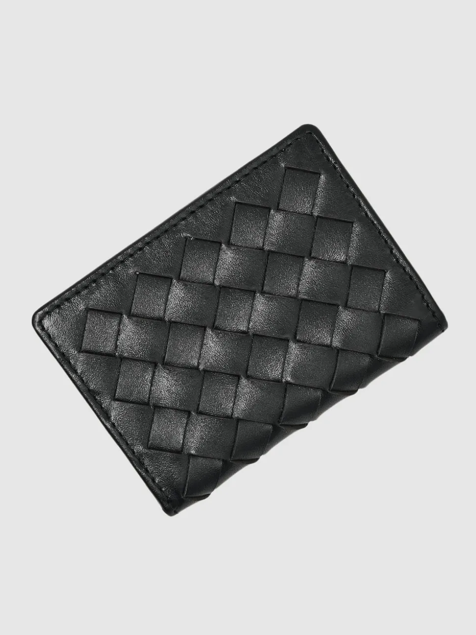 Reiss Black Presley Leather Large Lattice-Effect Cardholder