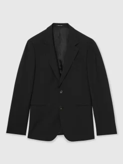 Reiss Black Promise Wool-Blend Single-Breasted Suit Blazer Tailored-Fit