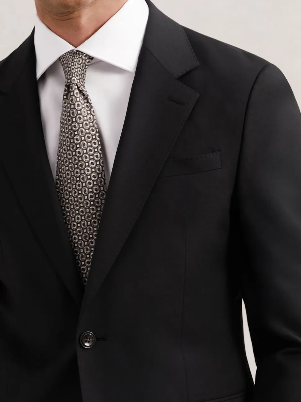 Reiss Black Promise Wool-Blend Single-Breasted Suit Blazer Tailored-Fit