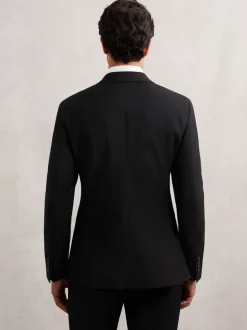 Reiss Black Promise Wool-Blend Single-Breasted Suit Blazer Tailored-Fit