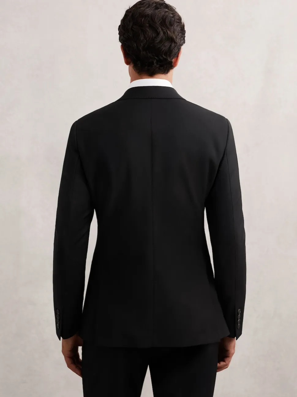 Reiss Black Promise Wool-Blend Single-Breasted Suit Blazer Tailored-Fit