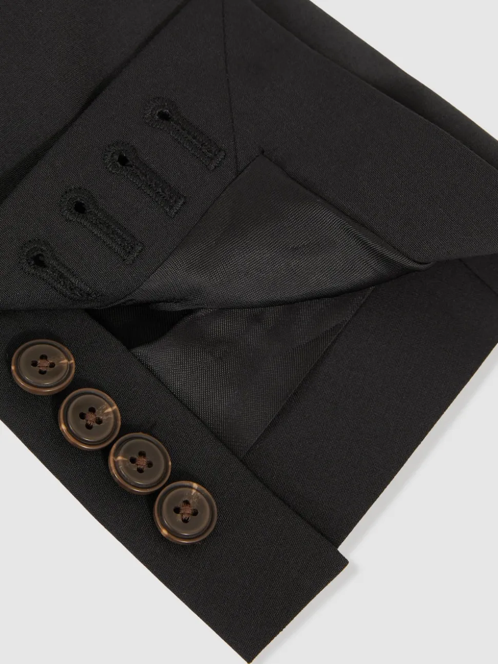 Reiss Black Promise Wool-Blend Single-Breasted Suit Blazer Tailored-Fit