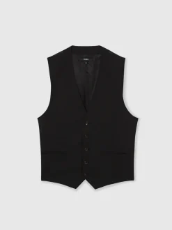 Reiss Black Promise Wool-Blend Tailored-Fit Waistcoat