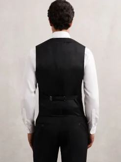 Reiss Black Promise Wool-Blend Tailored-Fit Waistcoat