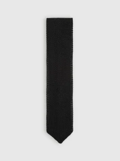 Reiss Black Punto Silk Knitted Tie