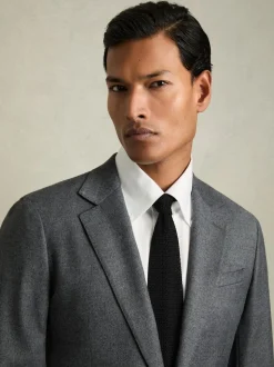 Reiss Black Punto Silk Knitted Tie