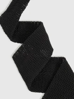 Reiss Black Punto Silk Knitted Tie