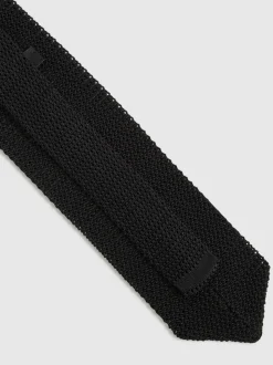 Reiss Black Punto Silk Knitted Tie