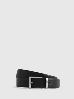 Reiss Black Ricky Reversible Leather Belt