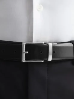 Reiss Black Ricky Reversible Leather Belt