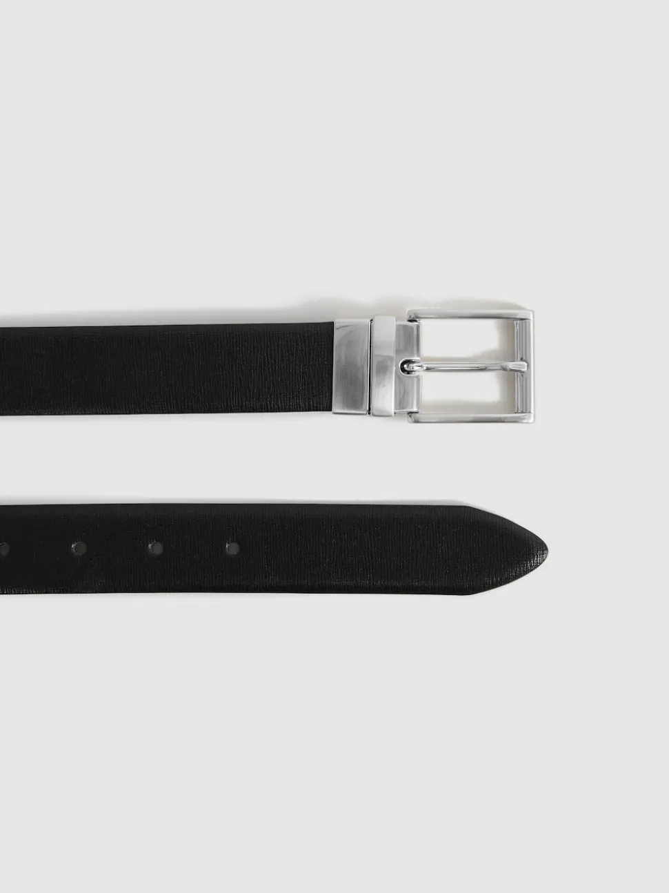 Reiss Black Ricky Reversible Leather Belt