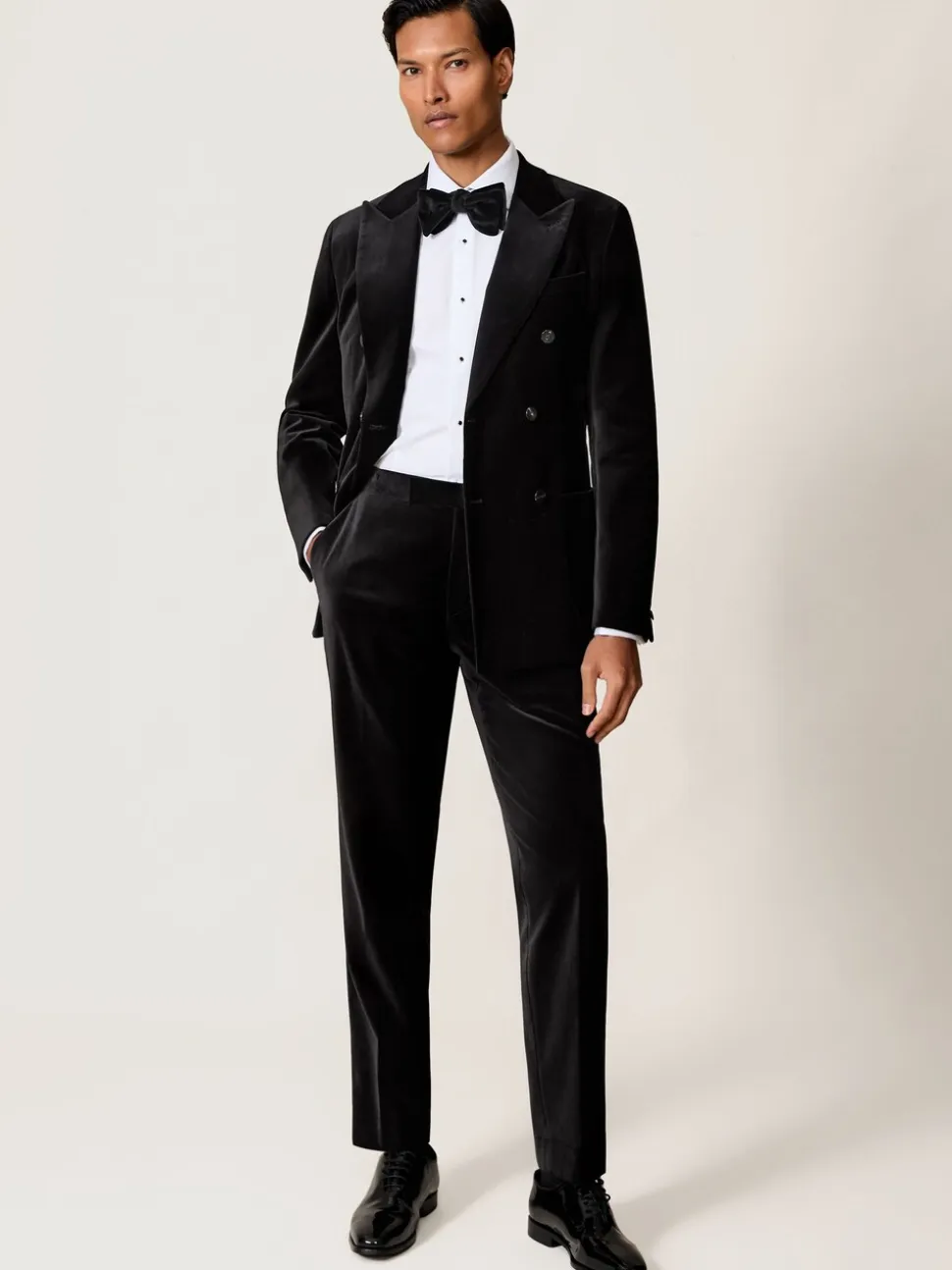 Reiss Black Royale T Velvet Tailored-Fit Suit Trousers