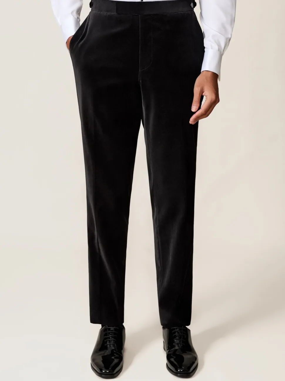 Reiss Black Royale T Velvet Tailored-Fit Suit Trousers