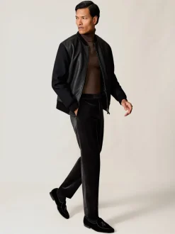 Reiss Black Royale T Velvet Tailored-Fit Suit Trousers