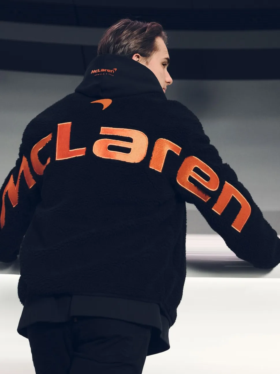 Reiss Black Snoop McLaren F1 Team Embroidered Fleece Jacket Unisex Fit