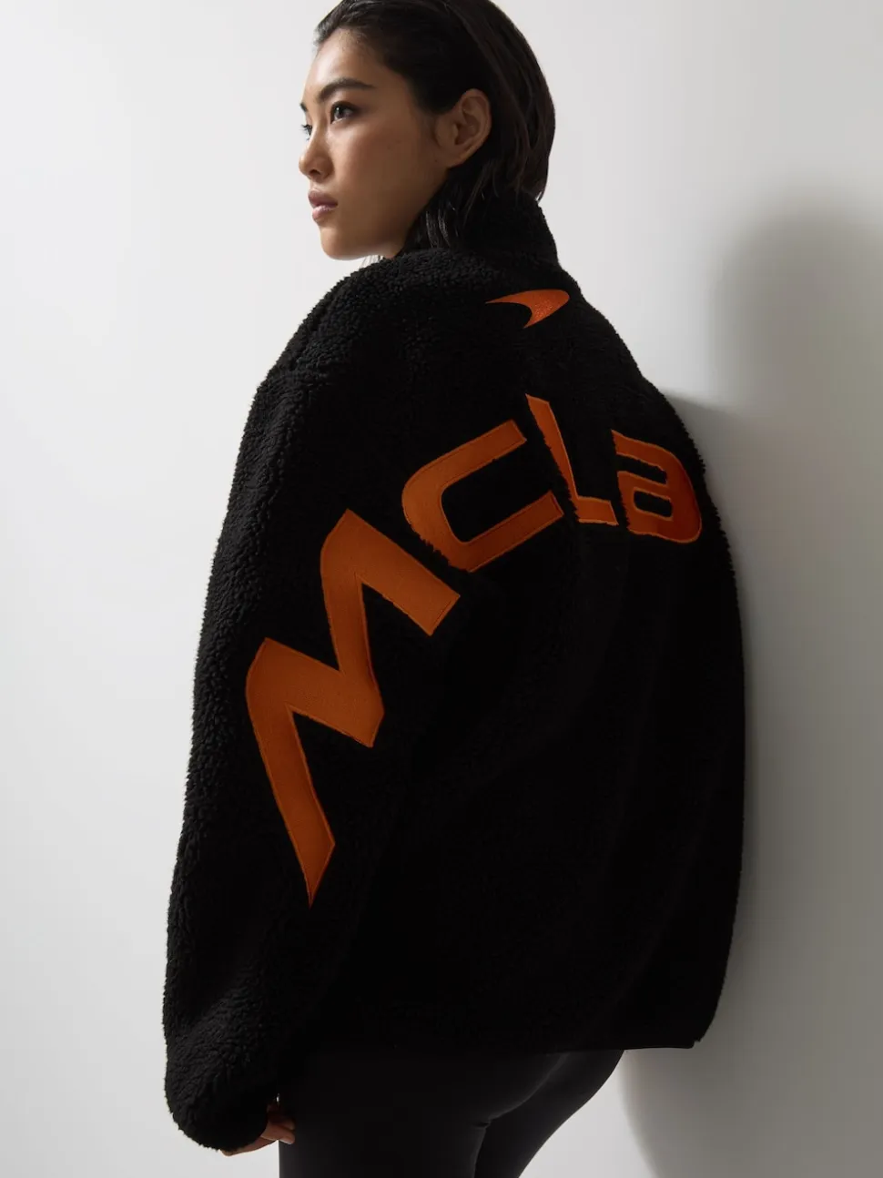 Reiss Black Snoop McLaren F1 Team Embroidered Fleece Jacket Unisex Fit
