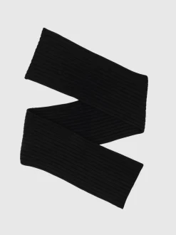 Reiss Black Swinly Chunky Rib Wool Blend Scarves