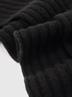 Reiss Black Swinly Chunky Rib Wool Blend Scarves
