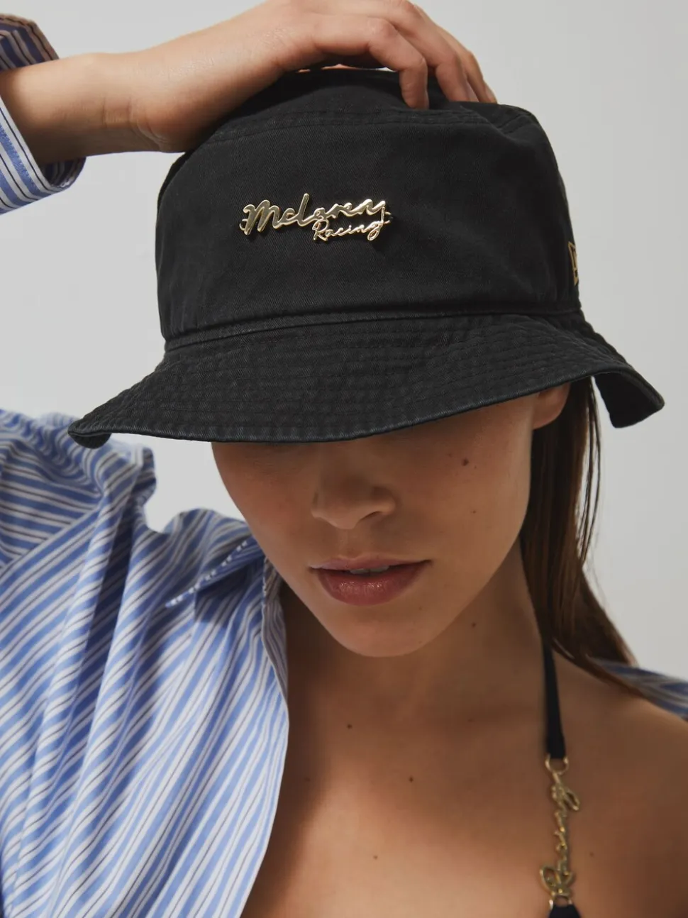 Reiss Black Tapered Unisex Fit McLaren Racing Cotton Bucket Hat