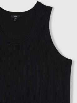 Reiss Black Watson Textured Crew Neck Ribbed Vest