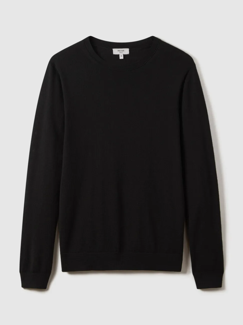 Reiss Black Wessex Merino Wool Crew Neck Jumper