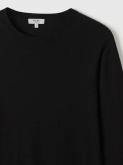 Reiss Black Wessex Merino Wool Crew Neck Jumper