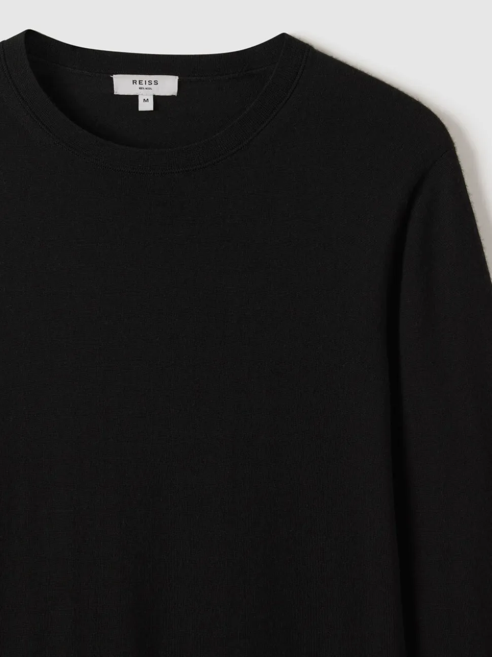 Reiss Black Wessex Merino Wool Crew Neck Jumper
