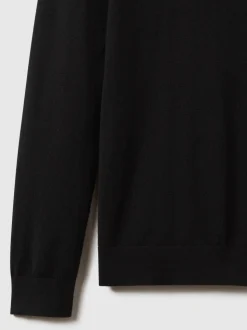 Reiss Black Wessex Merino Wool Crew Neck Jumper
