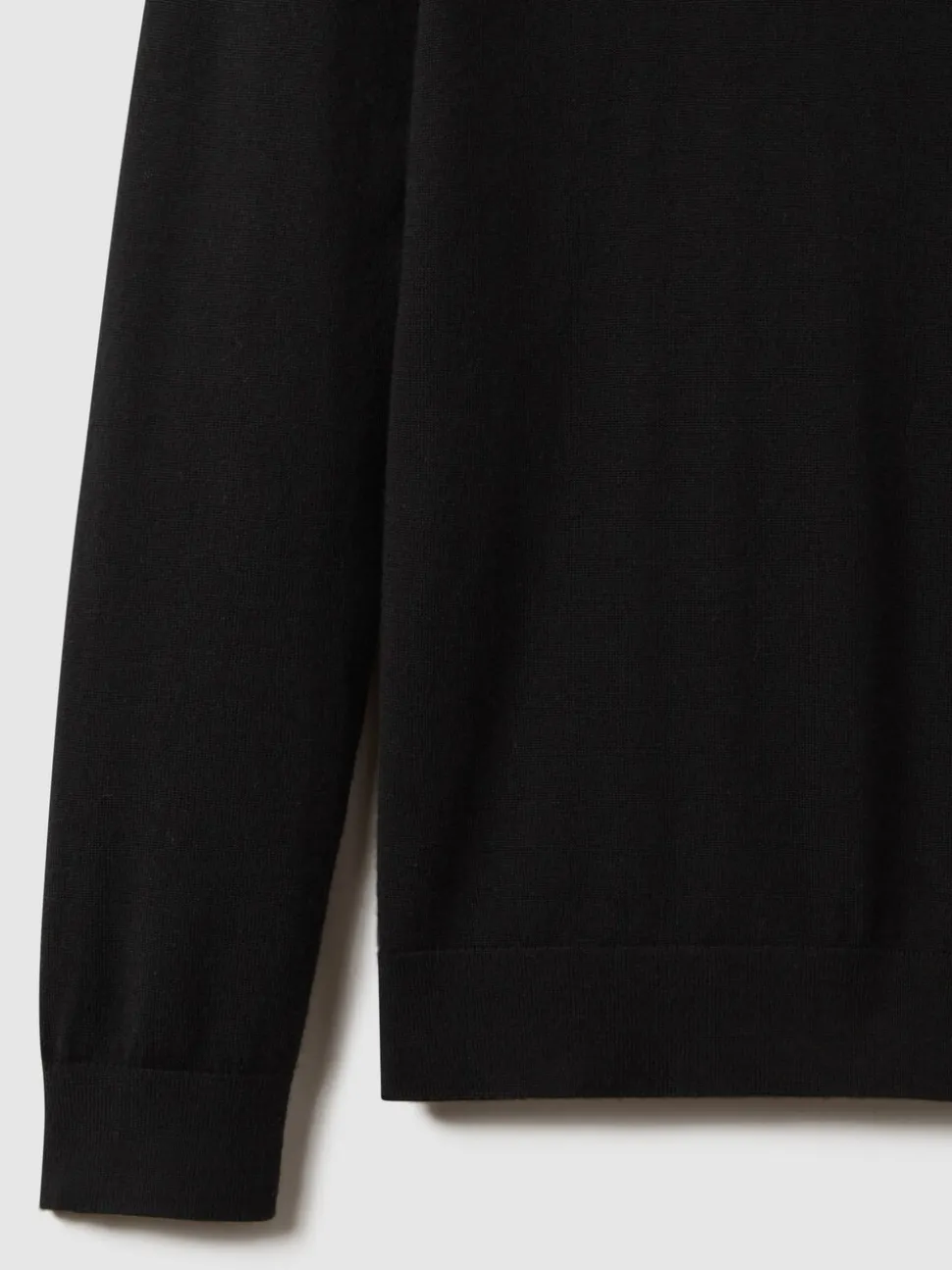 Reiss Black Wessex Merino Wool Crew Neck Jumper