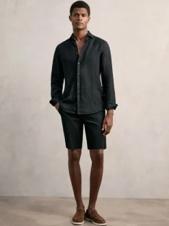 Reiss Black Wicket Cotton Chino Shorts with Stretch