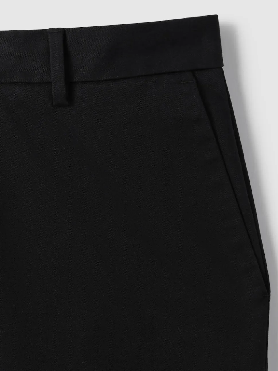 Reiss Black Wicket Cotton Chino Shorts with Stretch