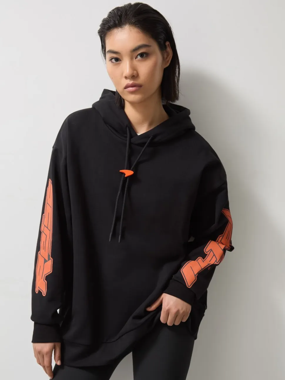 Reiss Black Zak McLaren F1 Team Oversize Toggle Hoodie Unisex Fit