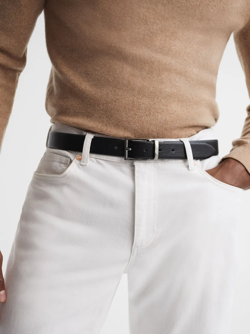 Reiss Black/Dark Brown Ricky Reversible Leather Belt