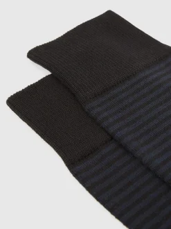 Reiss Black/Navy Mario Stripe Striped Socks