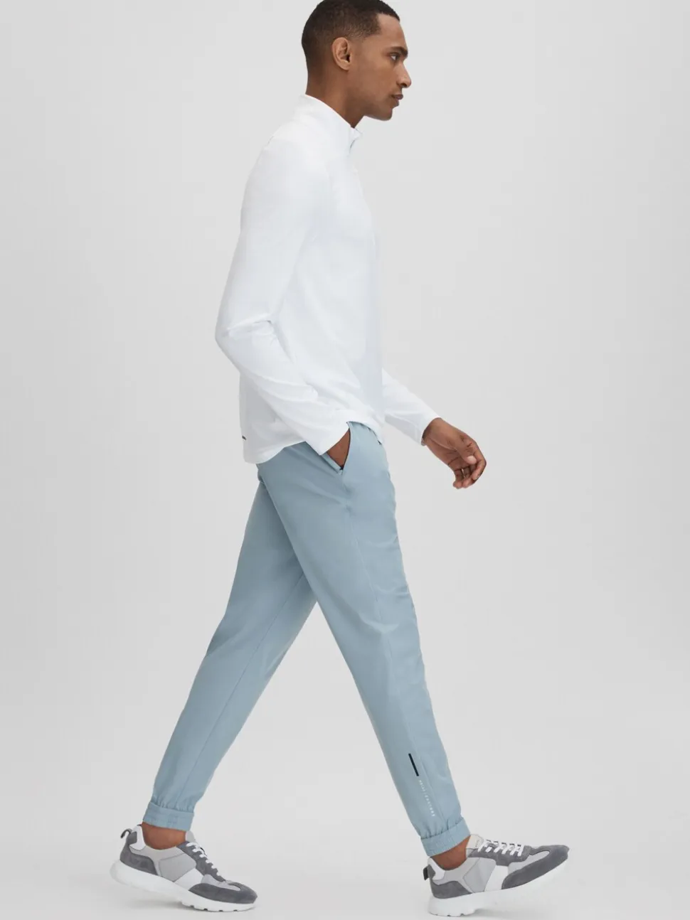 Reiss Blue Silver Dax Castore Water Repellent Track Joggers