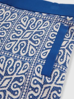 Reiss Blue/White Redhill Tile Pattern Knit Shorts