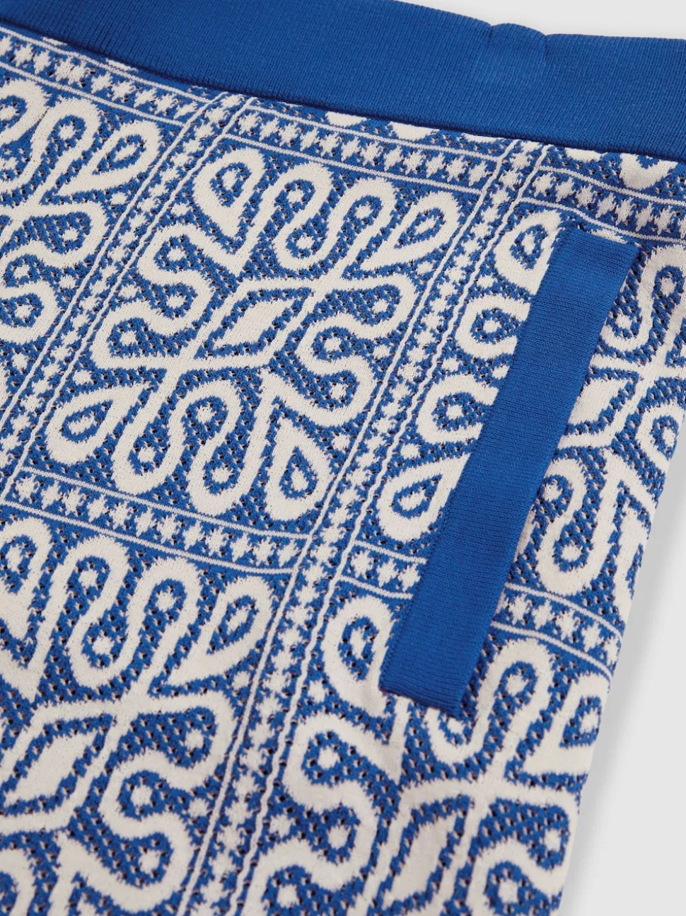Reiss Blue/White Redhill Tile Pattern Knit Shorts