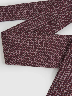 Reiss Bordeaux Bernardo Silk Geometric-Chain Print Tie