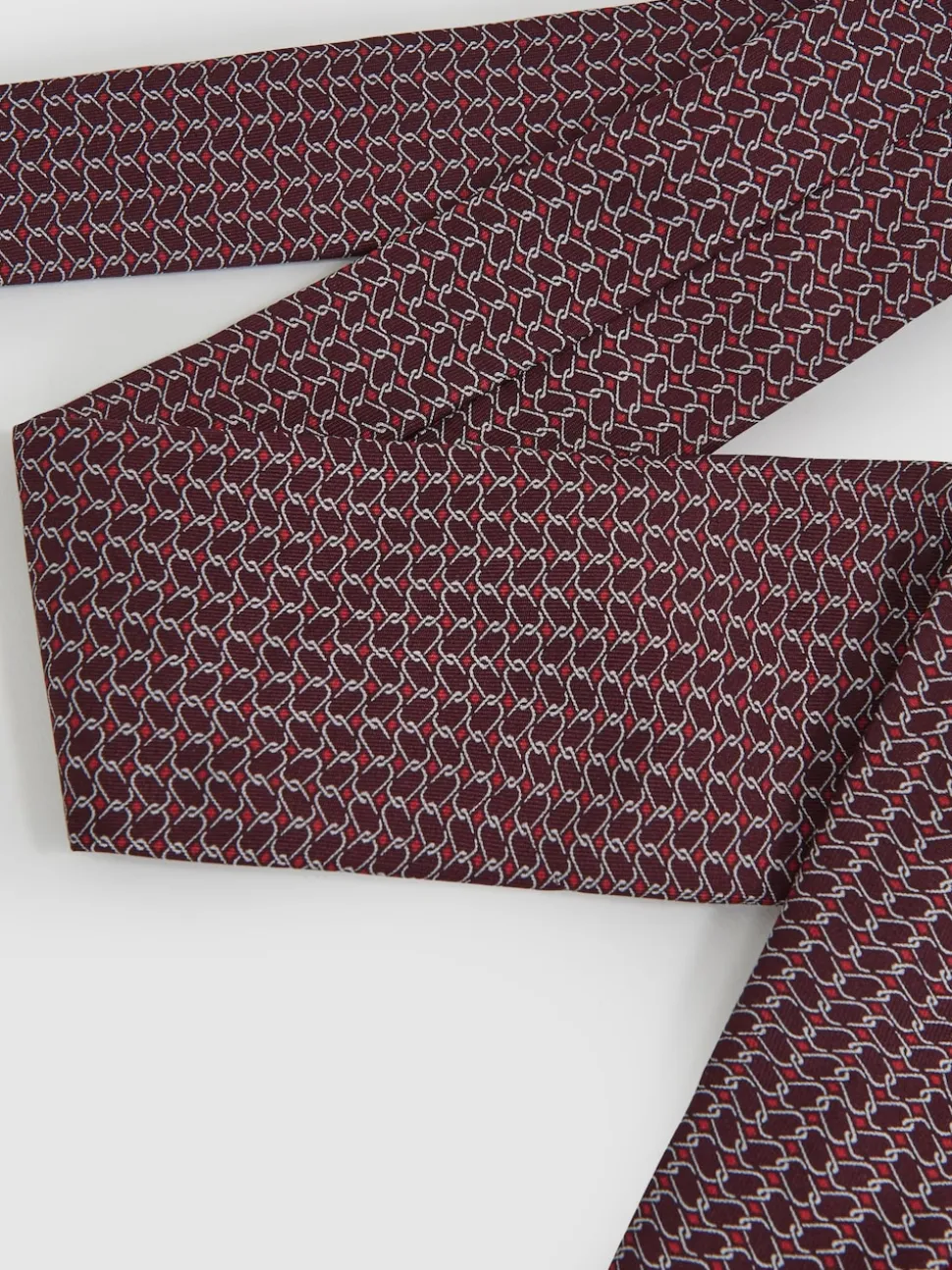 Reiss Bordeaux Bernardo Silk Geometric-Chain Print Tie