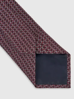 Reiss Bordeaux Bernardo Silk Geometric-Chain Print Tie