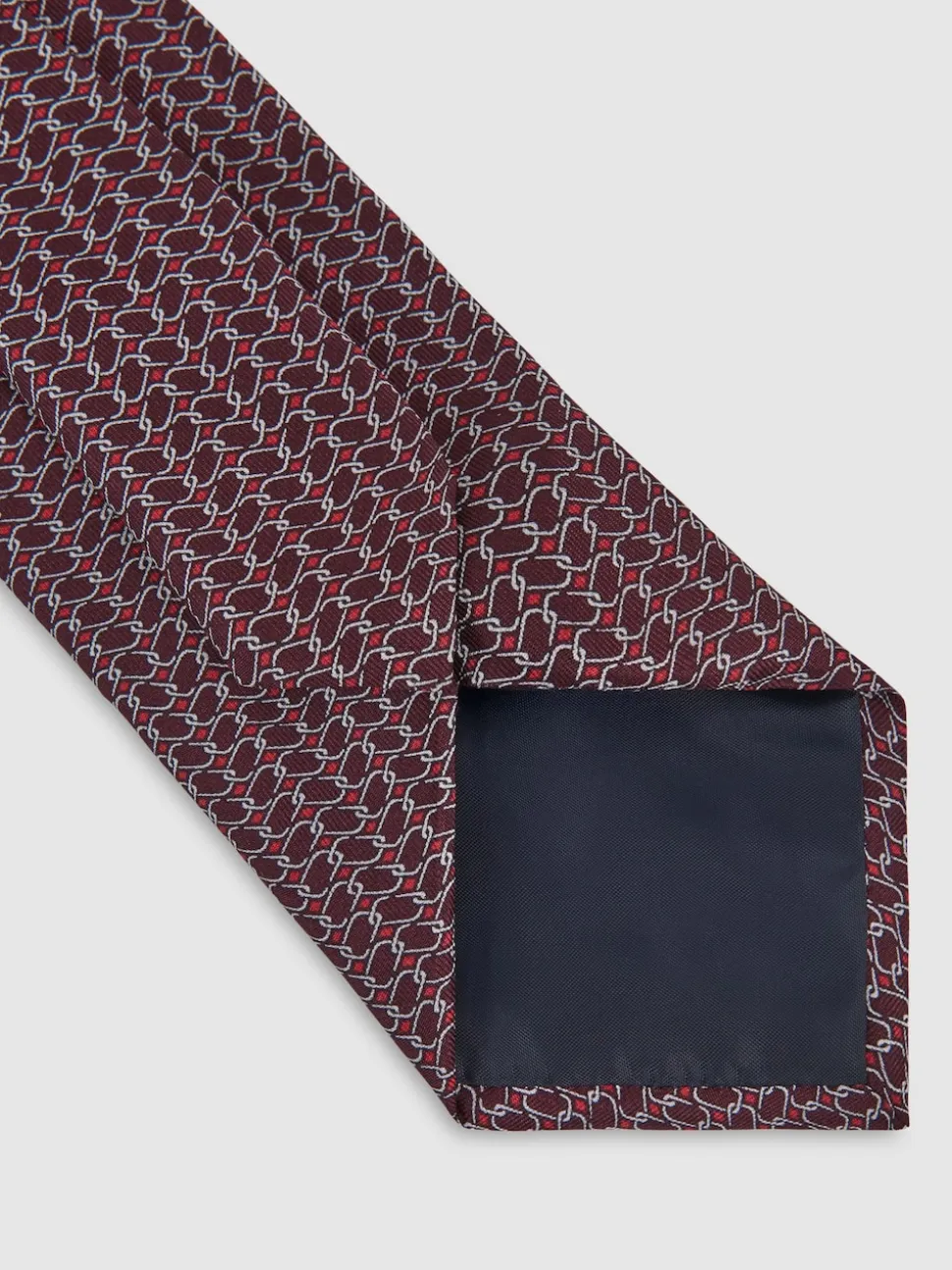 Reiss Bordeaux Bernardo Silk Geometric-Chain Print Tie