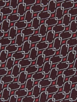 Reiss Bordeaux Bernardo Silk Geometric-Chain Print Tie